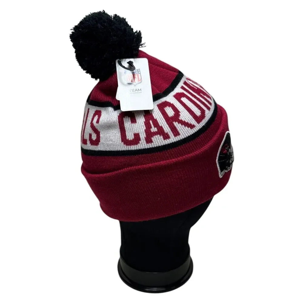Arizona Cardinals NFL Mens Logo Repeat Cuffed Knit Pom Beanie Hat Red Black OSFM